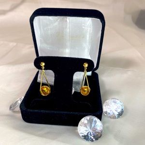 14K YELLOW GOLD beaded dangle earrings VINTAGE REAL GOLD